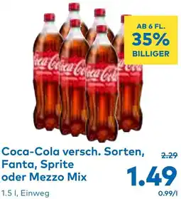 T&G Coca-Cola Fanta, Sprite oder Mezzo Mix 1.5L Angebot