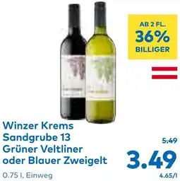 T&G Winzer Krems Sandgrube 13 Grüner Veltliner oder Blauer Zweigelt Angebot