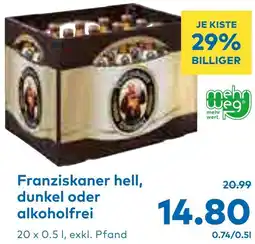 T&G Franziskaner hell, dunkel oder alkoholfrei 20 x 0.5L Angebot