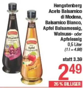 Maximarkt Hengstenberg Aceto Balsamico di Modena, Balsamico Bianco, Apfel Balsamessig, Walnuss- oder Apfelessig Angebot