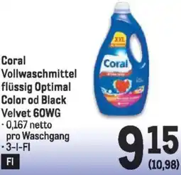 Metro Coral Vollwaschmittel flüssig Optimal Color od Black Velvet 60WG Angebot