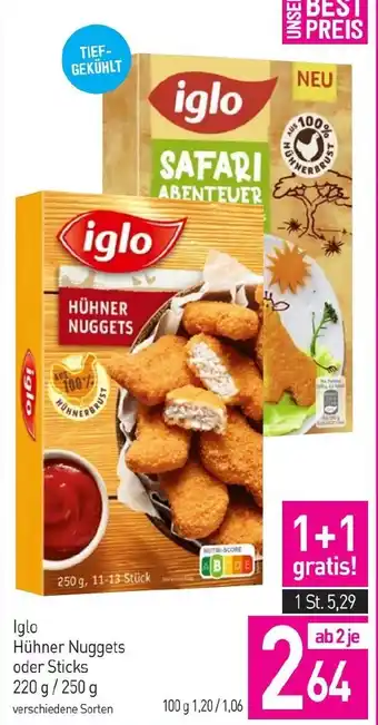 Sutterlüty Iglo Hühner Nuggets oder Sticks Angebot