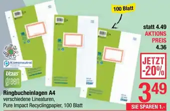 Maximarkt Ringbucheinlagen A4 Angebot