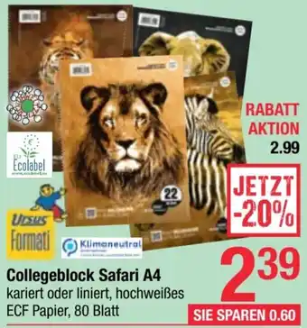 Maximarkt Collegeblock Safari A4 Angebot