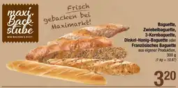 Maximarkt Baguette, Zwiebelbaguette, 3-Kornbaguette, Dinkel-Honig-Baguette oder Französisches Baguette Angebot