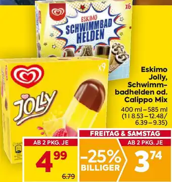 Billa Eskimo Jolly, Schwimm- badhelden od. Calippo Mix Angebot
