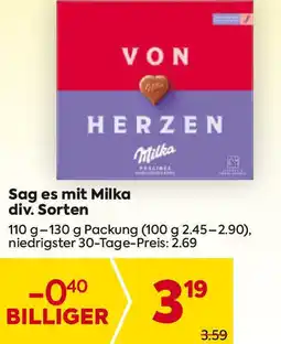 Billa Sag es mit Milka div. Sorten Angebot