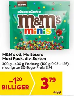 Billa M&M's od. Maltesers Maxi Pack, div. Sorten Angebot