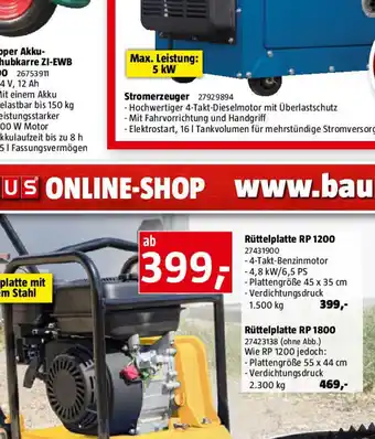 Bauhaus Herkules Rüttelplatte RP1800 Angebot
