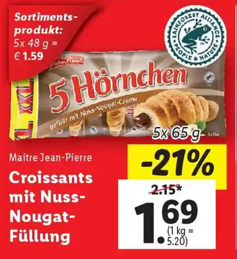 Lidl Croissants mit Nuss Nougat Füllung Angebot