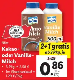Lidl Kakao- oder Vanille- Milch Angebot