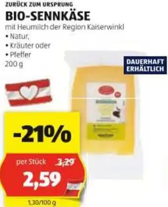Hofer Zurück zum ursprung bio-sennkäse Angebot