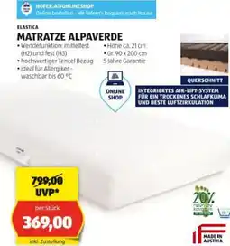 Hofer Elastica matratze alpaverde Angebot