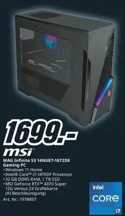 Media Markt MAG Infinite S3 14NUE7-1672DE Gaming PC Angebot