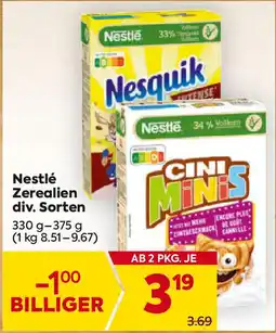 Billa Nestlé Zerealien div. Sorten Angebot