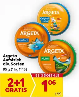 Billa Argeta Aufstrich div. Sorten Angebot
