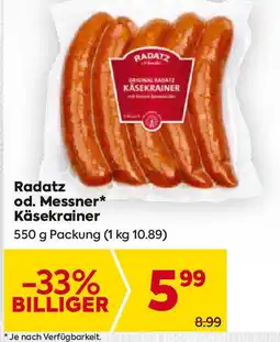 Billa Radatz od. Messner Käsekrainer Angebot