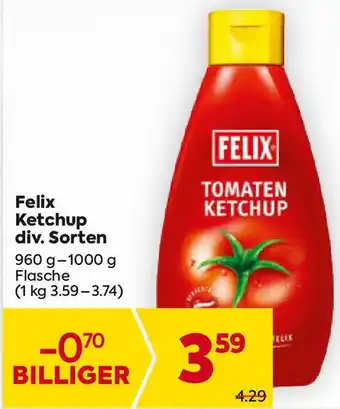 Billa Felix Ketchup div. Sorten Angebot