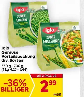 Billa Iglo Gemüse Vorteilspackung div. Sorten Angebot