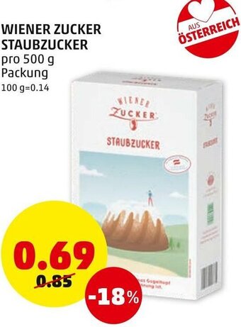 PENNY Wiener Zucker Staubzucker 500 g Angebot