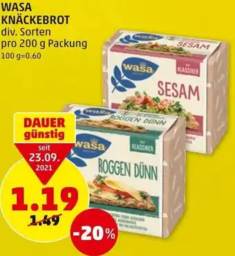 PENNY Wasa Knäckebrot 200g Angebot