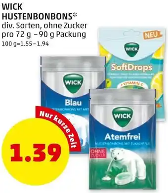 PENNY Wick Hustenbonbons 72g-90g Angebot