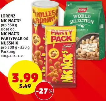 PENNY Lorenz Nic Nac's Od. Nic Nac's Od. Nussmix 300-320g Angebot