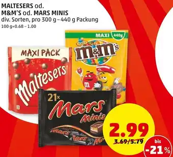 PENNY Maltesers Od. M&M's Od Mars Minis 300g-440 g Angebot