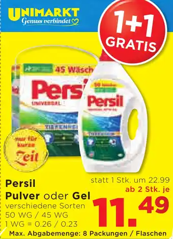 Unimarkt Persil Pulver oder Gel Angebot