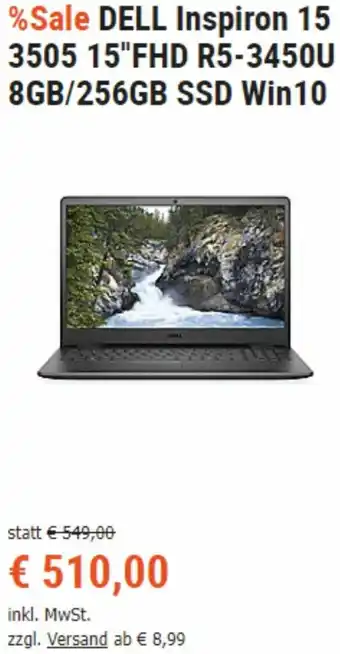 Cyberport Dell Inspiron 153505 15" FHD R5-3450U 8GB/256GB SSD Win10 Angebot