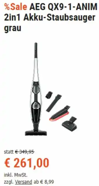Cyberport Aeg QX9-1-ANIM 2-in1 Akku-Staubsauger Grau Angebot
