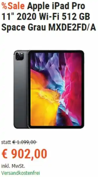 Cyberport Apple iPad Pro 11" 2020 Wi-Fi 512 GB Space Grau MXDE2FD/A Angebot