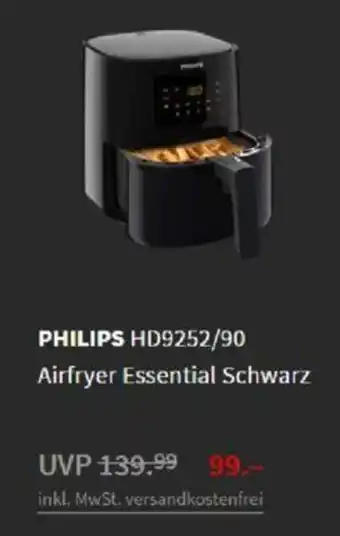 Media Markt Philips HD9252/90 Airfryer Essential Schwarz Angebot