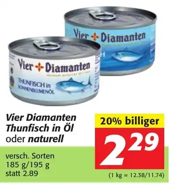 Strasser Markt Vier Diamanten Thunfisch in öl oder naturell 185/195g Angebot