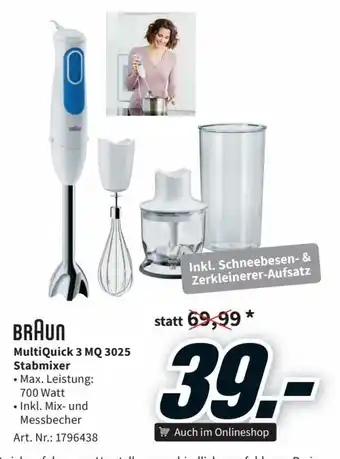 Media Markt Braun MultiQuick 3 MQ 3025 Stabmixer Angebot