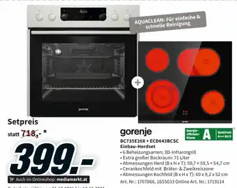 Media Markt Gorenje BC735E20X + ECD643BCSC Einbau Herdset Angebot
