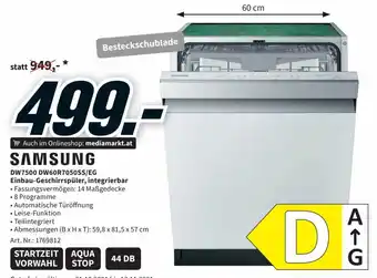 Media Markt Samsung DW7500 DW60R7050SS/EG Einbau Geschirrspüler, integrierbar Angebot
