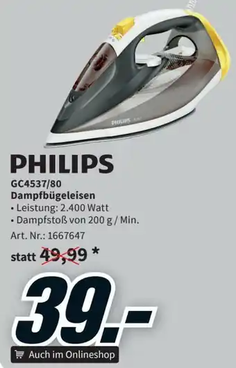Media Markt Philips GC4537/80 Dampfbügeleisen Angebot