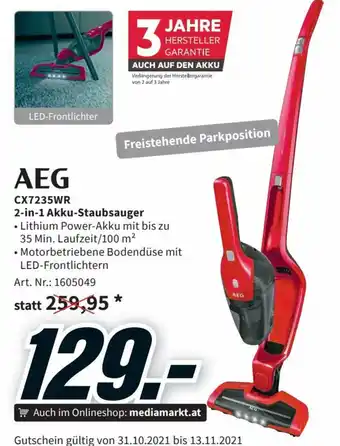 Media Markt AEG CX7235WR 2in1 Akku Staubsauger Angebot