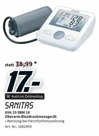 Media Markt Sanitas 654.25 SBM 18 Oberarm Blutdruckmessgerät Angebot