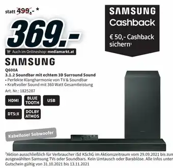 Media Markt Samsung Q600A 3.1.2 Soundbar mit echtem 3D Surround Sound Angebot