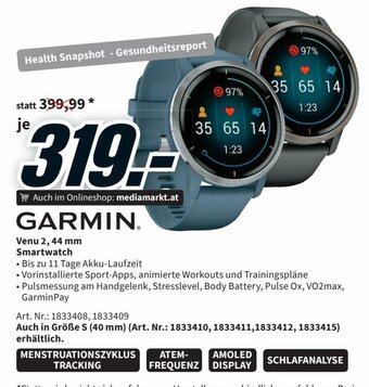 Media Markt Garmin Venu 2, 44 mm Smartwatch Angebot