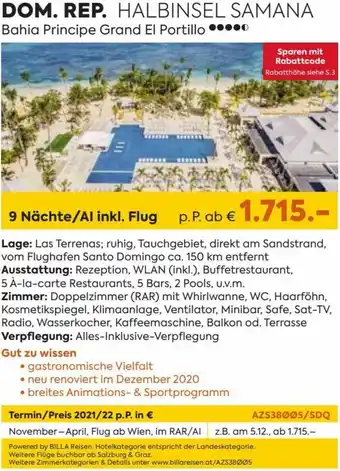 Billa Dom. Rep. Halbinsel Samana Bahia Principe Grand El Portillo Angebot