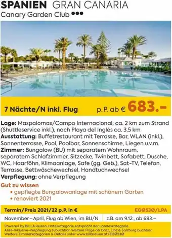 Billa Spanien Gran Canaria Canary Garden Club Angebot