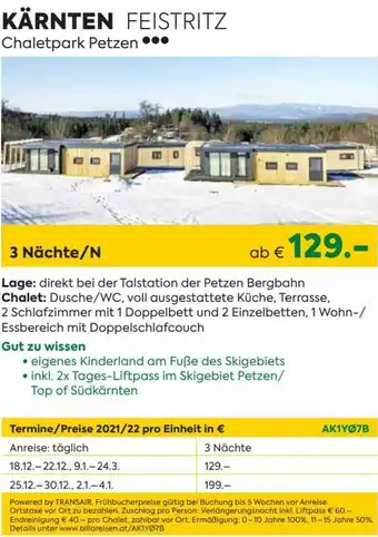 Billa Kärnten Feistritz Chaletpark Petzen Angebot