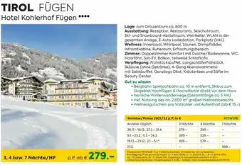 Billa Tirol fügen Hotel Kohlerhof Fügen Angebot