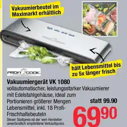 Maximarkt Vakuumiergerät VK 1080 Angebot
