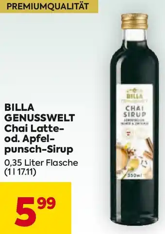 Billa Chai Latte- od. Apfel- punsch-Sirup Angebot