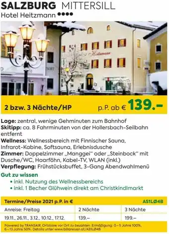 Billa Salzburg Mittersill Hotel Heitzmann Angebot