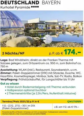Billa Deutschland Bayern Kurhotel Pyramide Angebot